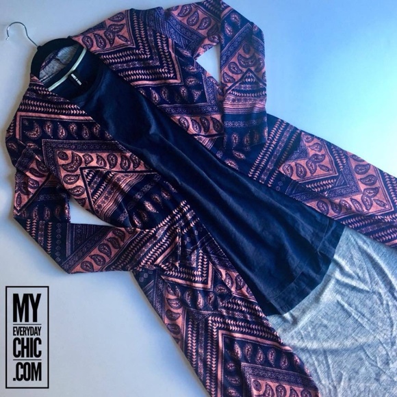 Agnes & Dora Bandana Fair Isle Coral Duster | Size M | NWT | Boho Chic Layering - Picture 3 of 8